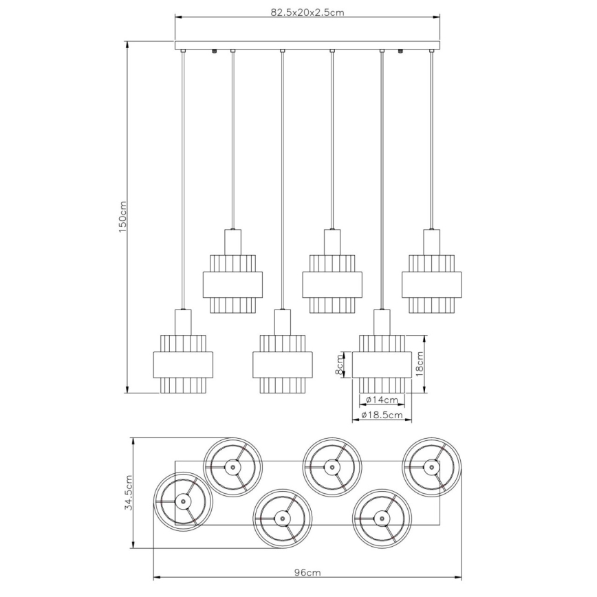 Globo - Riippuvalaisin kaapelilla 6xE27/60W/230V, ruskea