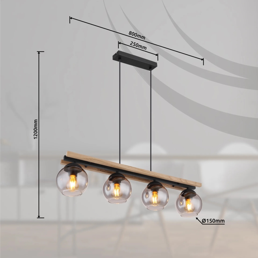 Globo - Kattokruunu johdossa 4xE27/25W/230V