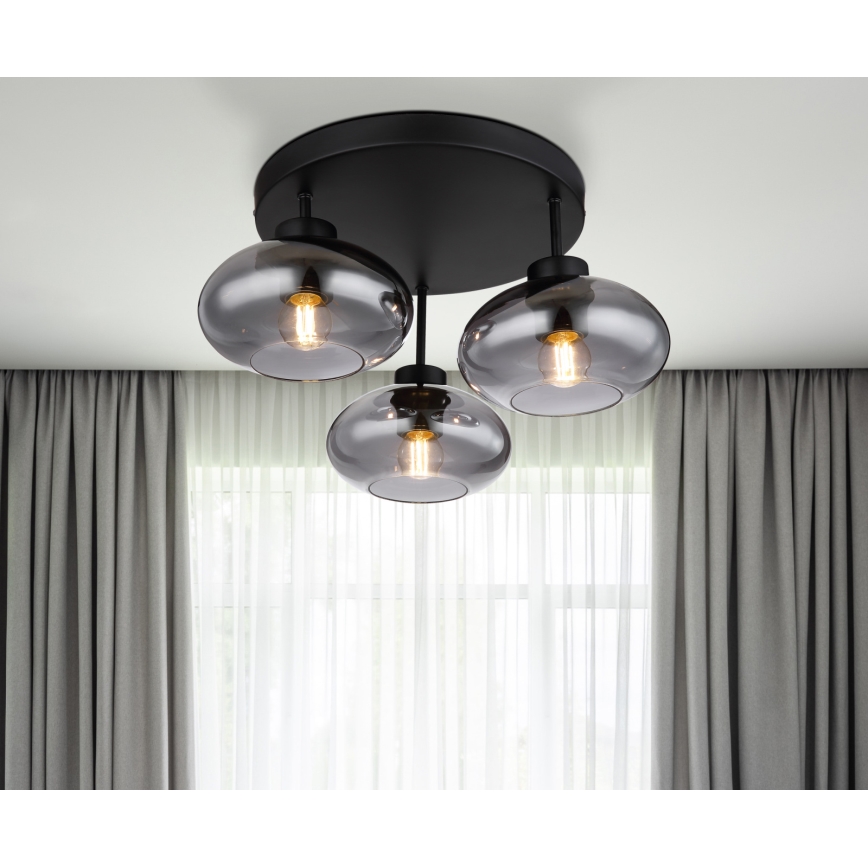 Globo - Pintakiinnitteinen kattovalaisin 3xE27ILLU/40W/230V musta