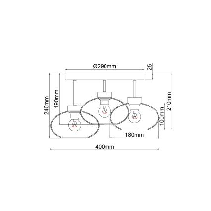 Globo - Pintakiinnitteinen kattovalaisin 3xE27ILLU/40W/230V musta