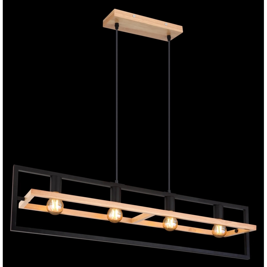 Globo 15575-4H - ERICA-riippuvalaisin vaijerilla, 4xE27/40W/230V, musta/beige