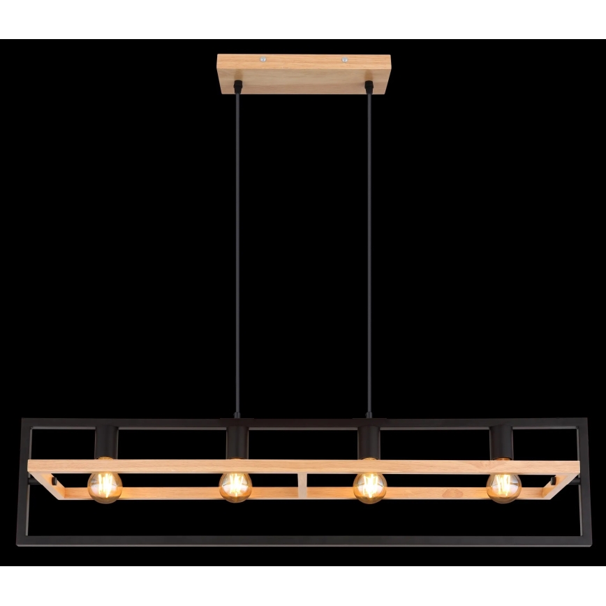 Globo 15575-4H - ERICA-riippuvalaisin vaijerilla, 4xE27/40W/230V, musta/beige