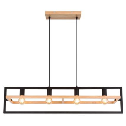 Globo 15575-4H - ERICA-riippuvalaisin vaijerilla, 4xE27/40W/230V, musta/beige