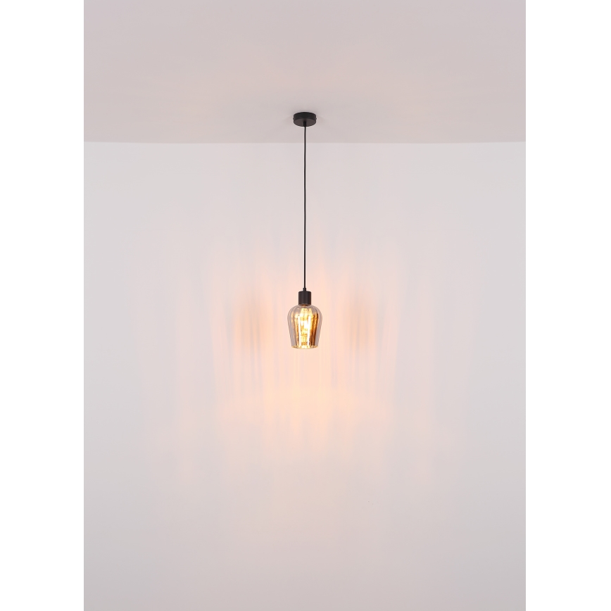 Globo - Kattokruunu johdossa 1xE27/40W/230V halkaisija 13,5 cm musta