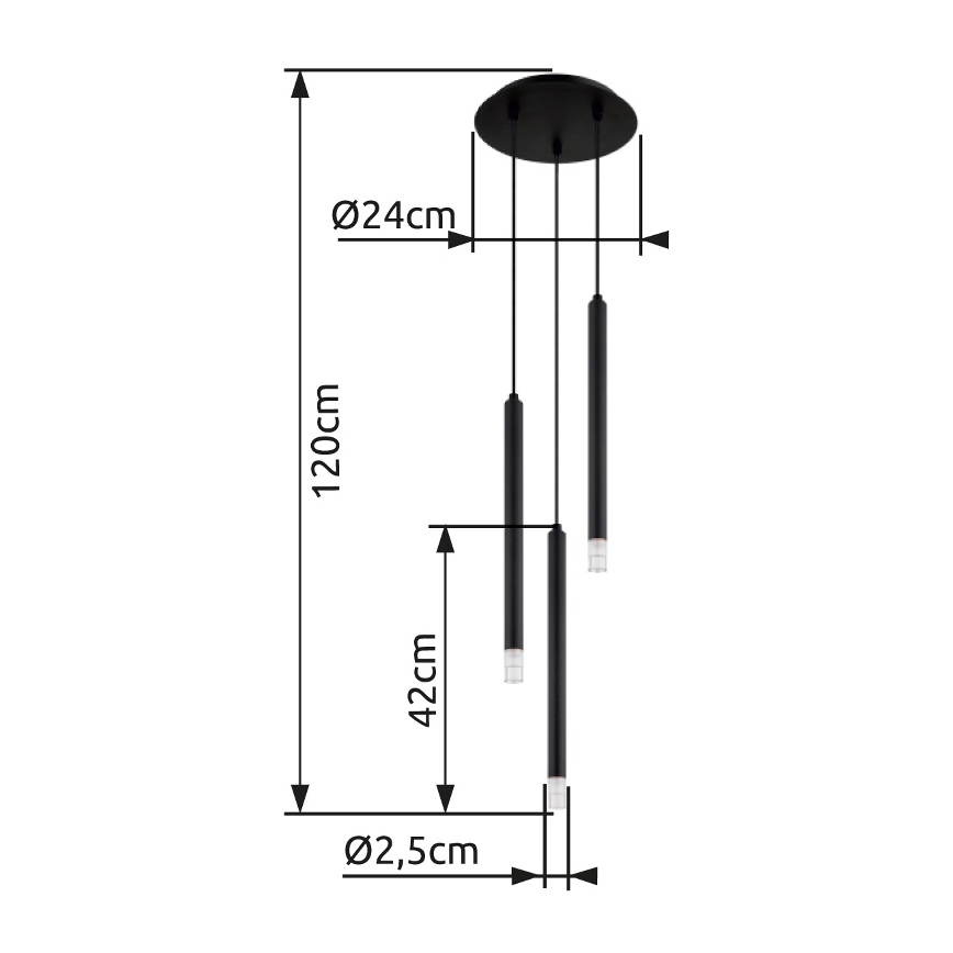 Globo - Kattokruunu johdossa 3xG9/4W/230V halkaisija 24 cm musta