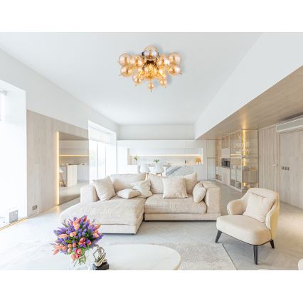 Globo - Kiinteä kattokruunu 3xE14/25W/230V halkaisija 55 cm kulta