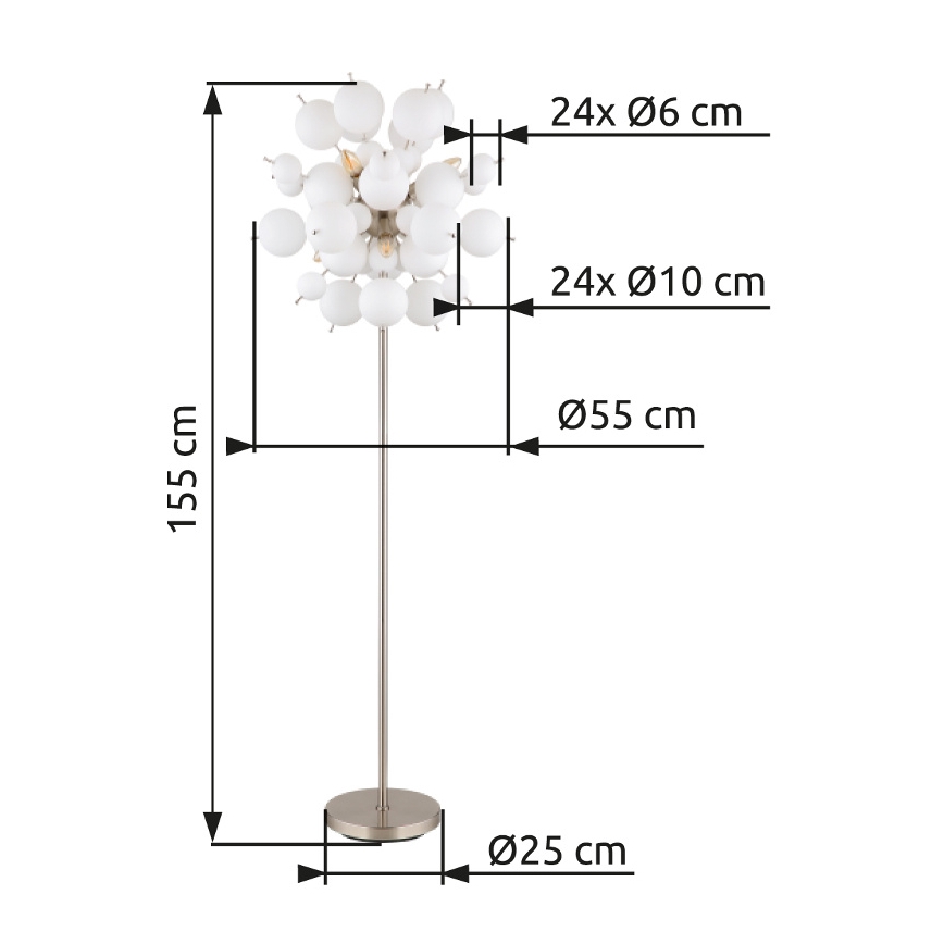 Globo - Lattialamppu 6xE14/25W/230V valkoinen