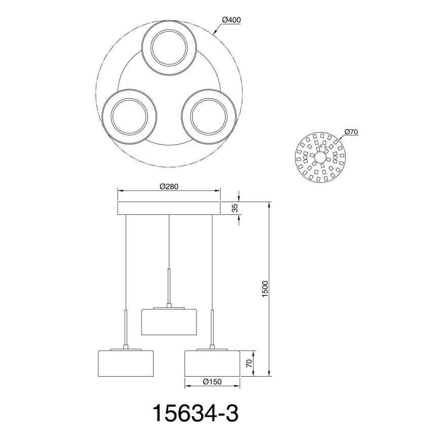 Globo - LED-kattokruunu johdossa 3xLED/8W/230V