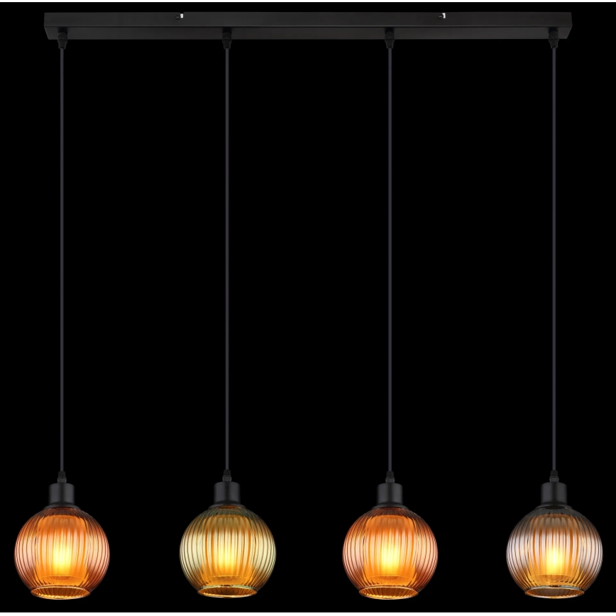 Globo - Kattokruunu johdossa 4xE27/25W/230V kupari/vihreä/sininen