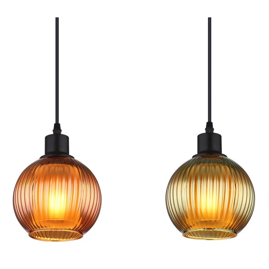 Globo - Kattokruunu johdossa 4xE27/25W/230V kupari/vihreä/sininen