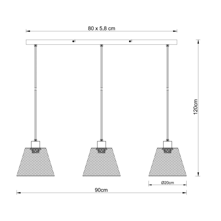 Globo - Kattokruunu johdossa 3xE27/40W/230V