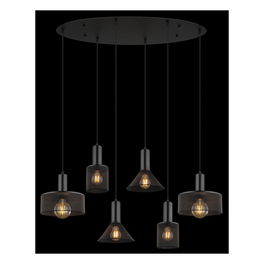 Globo 15648-6H - JEDD riippuvalaisin vaijerilla 6xE27/60W/230V musta
