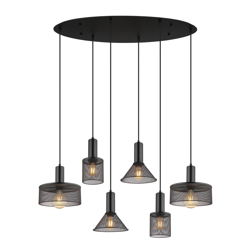 Globo 15648-6H - JEDD riippuvalaisin vaijerilla 6xE27/60W/230V musta