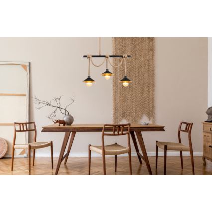 Globo 15690-3H - DIANA-riippuvalaisin johdolla 3xE27/60W/230V musta