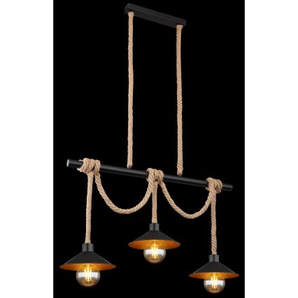 Globo 15690-3H - DIANA-riippuvalaisin johdolla 3xE27/60W/230V musta