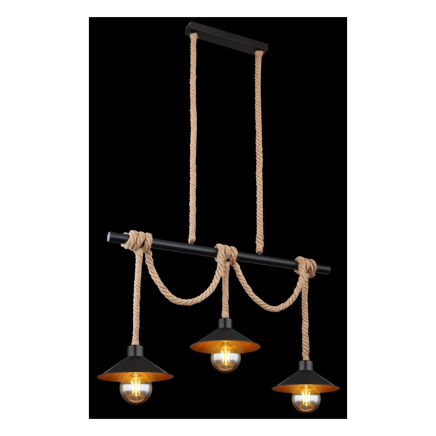 Globo 15690-3H - DIANA-riippuvalaisin johdolla 3xE27/60W/230V musta