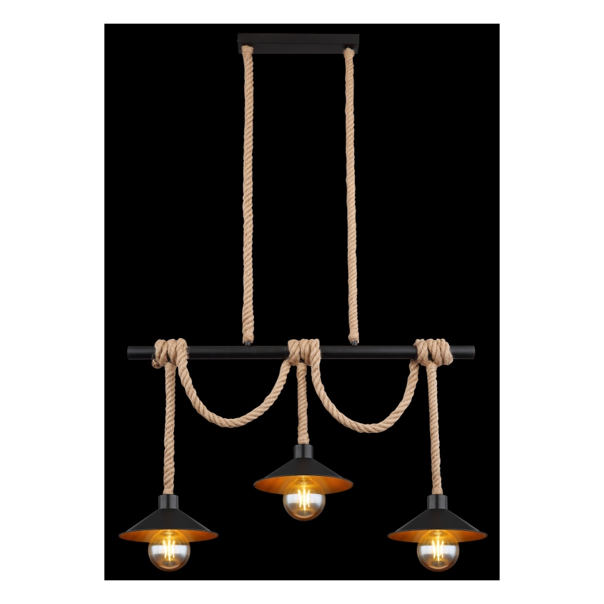 Globo 15690-3H - DIANA-riippuvalaisin johdolla 3xE27/60W/230V musta