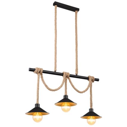 Globo 15690-3H - DIANA-riippuvalaisin johdolla 3xE27/60W/230V musta