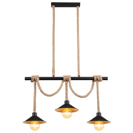 Globo 15690-3H - DIANA-riippuvalaisin johdolla 3xE27/60W/230V musta