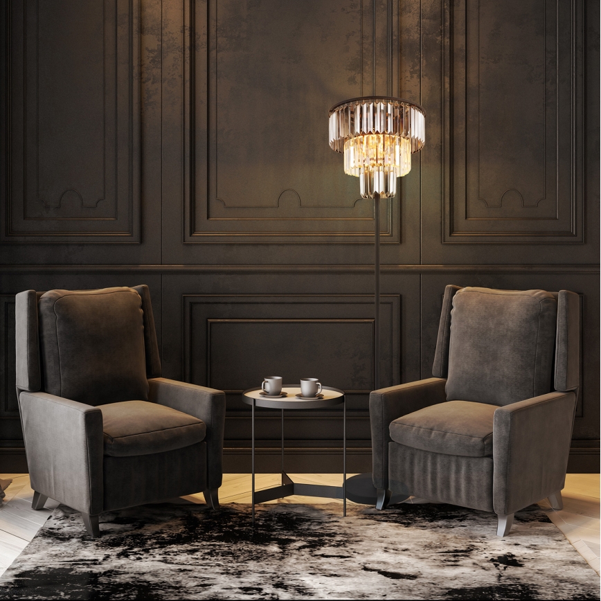 Globo - Lattialamppu 3xE27/40W/230V halkaisija 40 cm musta