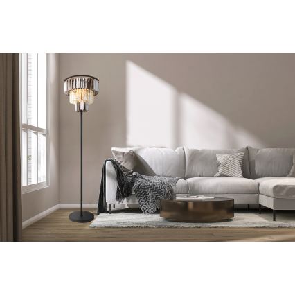 Globo - Lattialamppu 3xE27/40W/230V halkaisija 40 cm musta