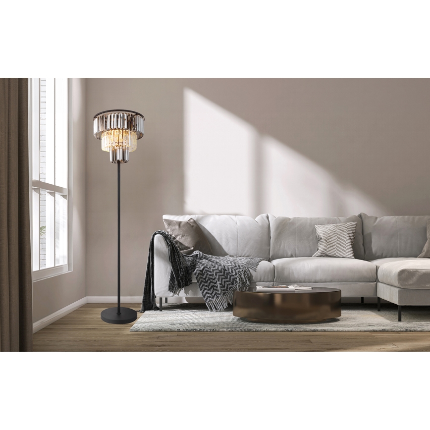 Globo - Lattialamppu 3xE27/40W/230V halkaisija 40 cm musta