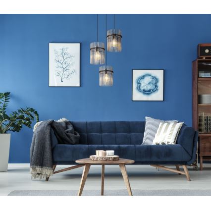 Globo - Kattokruunu johdossa 3xE27/60W/230V halkaisija 47 cm musta