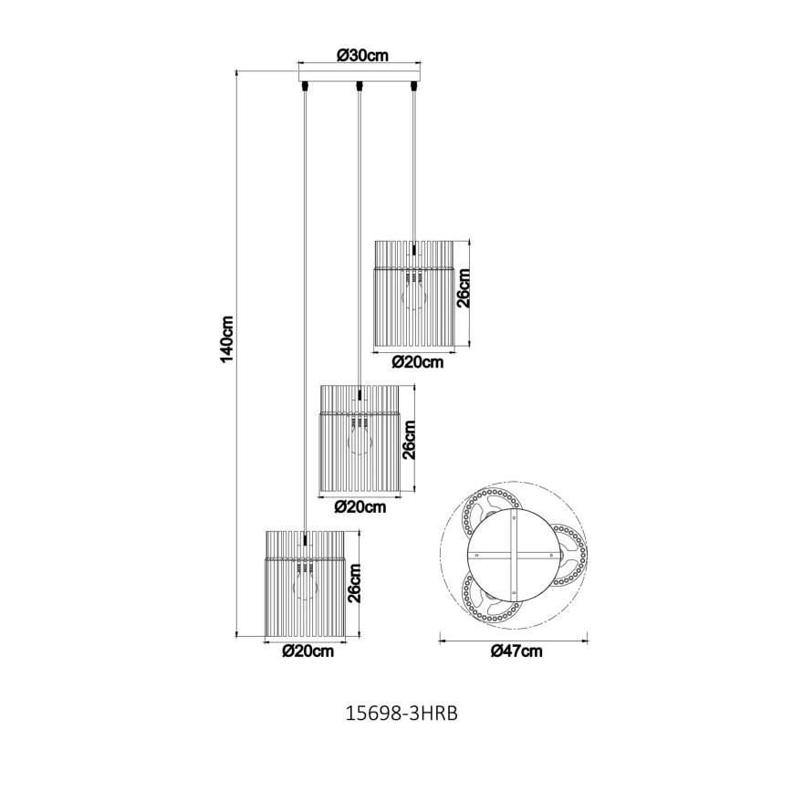 Globo - Riippuvalaisin vaijerilla 3xE27/60W/230V