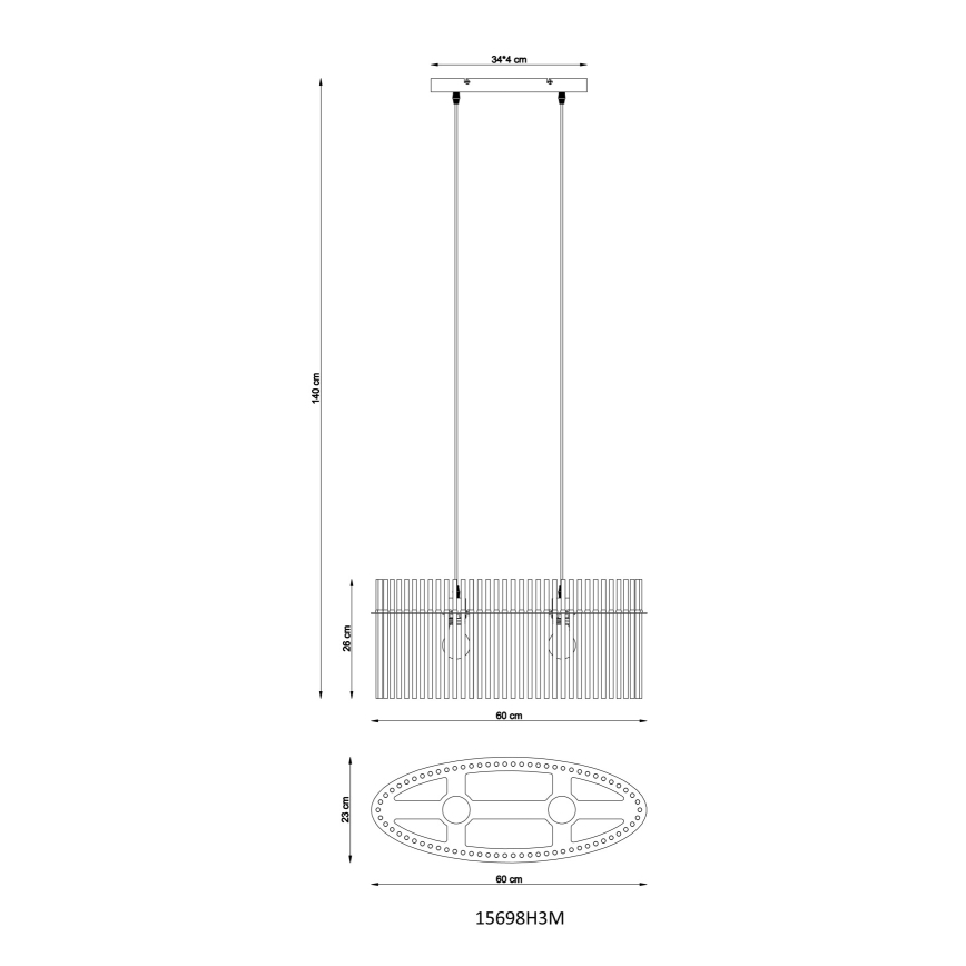 Globo - Kattokruunu johdossa 2xE27/60W/230V kulta