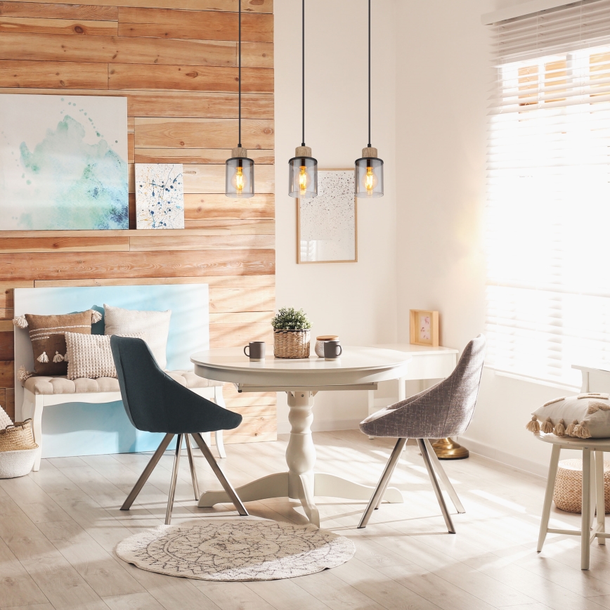 Globo - Kattokruunu johdossa 3xE27/15W/230V tammi