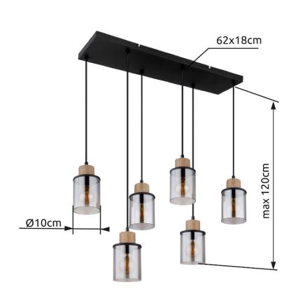 Globo - Kattokruunu johdossa 6xE27/15W/230V