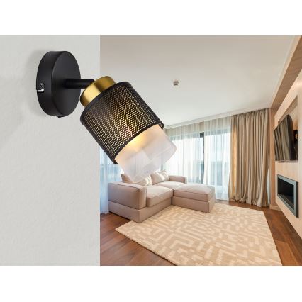 Globo - Seinäkohdevalo 1xE27/40W/230V musta/kulta