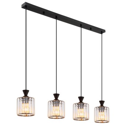 Globo - Kattokruunu johdossa 4xE27/60W/230V musta