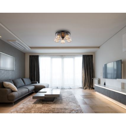 Globo - Kiinteä kattokruunu 5xE27/60W/230V halkaisija 46,5 cm musta