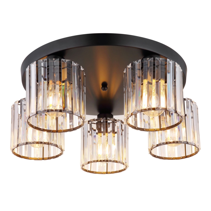 Globo - Kiinteä kattokruunu 5xE27/60W/230V halkaisija 46,5 cm musta