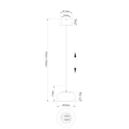 Globo - LED-kattokruunu johdossa LED/6W/230V musta