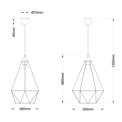 Globo - Kattokruunu johdossa 1xE27/60W/230V halkaisija 30 cm