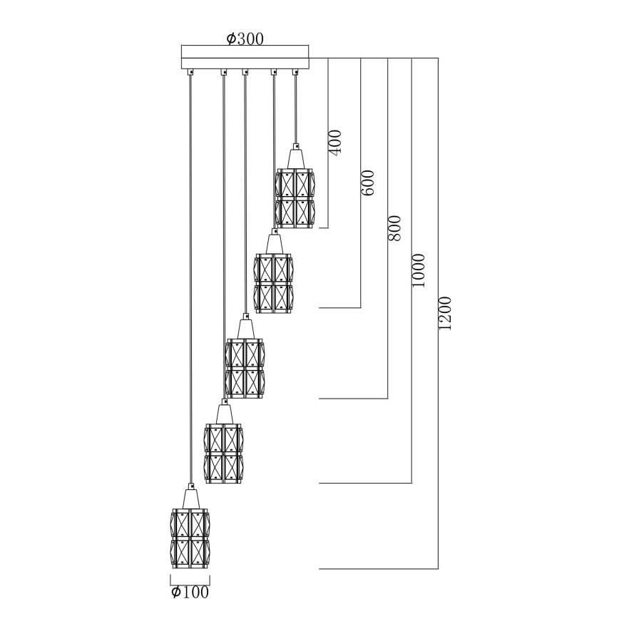 Globo - Kattokruunu johdossa 5xE14/40W/230V