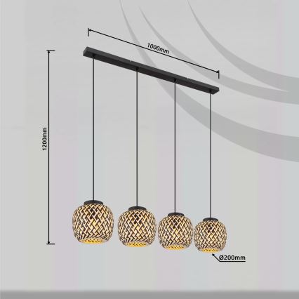 Globo 15766-4H - Kattokruunu johdossa COLLY 4xE27/15W/230V