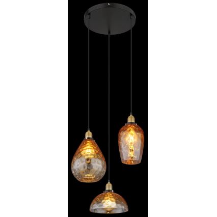 Globo - Kattokruunu johdossa 3xE27/60W/230V halkaisija 46 cm oranssi