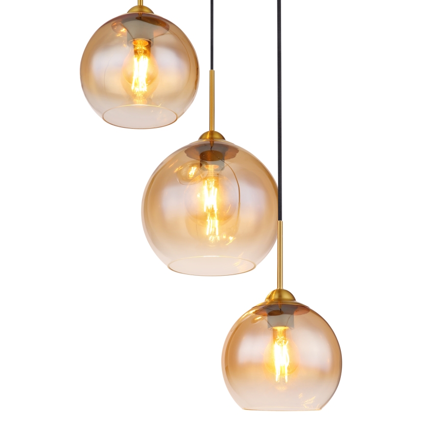 Globo - Kattokruunu johdolla 3xE27/60W/230V messinki