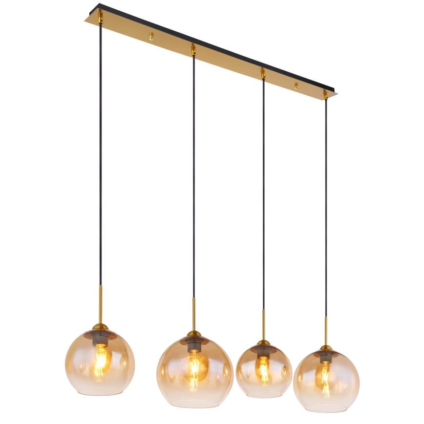 Globo - Riippuvalaisin vaijerilla 4xE27/60W/230V messinki
