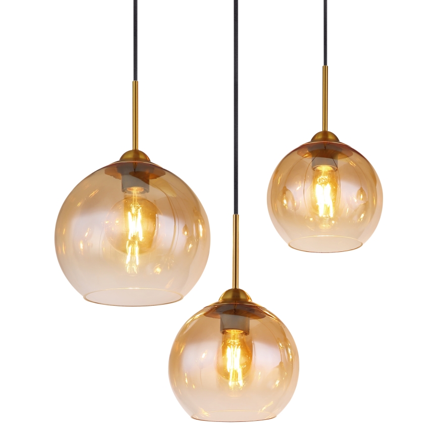 Globo - Vaijerilla roikkuva kattokruunu 6xE27/60W/230V messinki