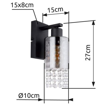 Globo - Seinävalaisin 1xE27/40W/230V musta