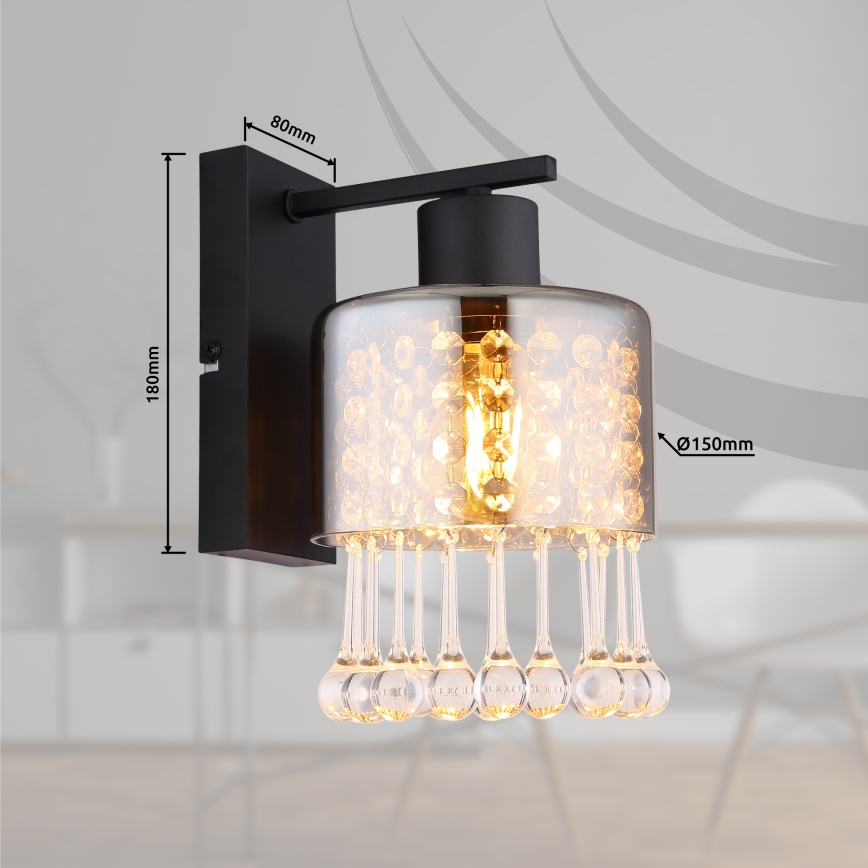 Globo - Seinävalaisin 1xE27/60W/230V musta