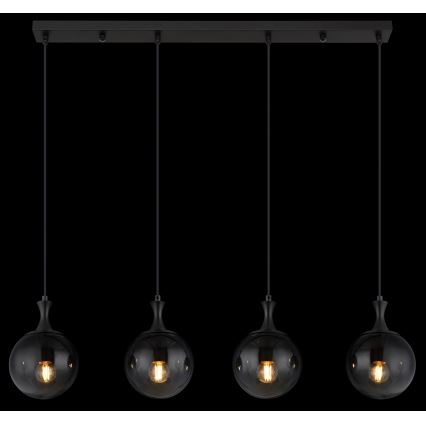 Globo - Kattokruunu johdossa 4xE27/10W/230V musta