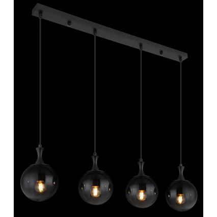 Globo - Kattokruunu johdossa 4xE27/10W/230V musta