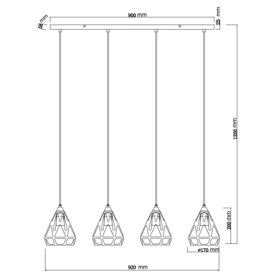Globo - Kattokruunu johdossa 4xE27/40W/230V