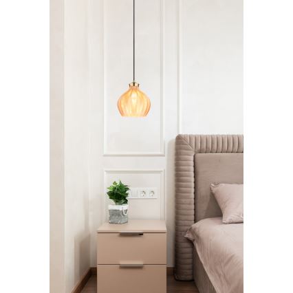 Globo - Riippuvalaisin vaijerilla 1xE27/60W/230V, halkaisija 22 cm, kultainen