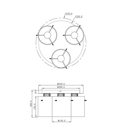 Globo - Kattovalo 3xE27/40W/230V halkaisija 37 cm harmaa